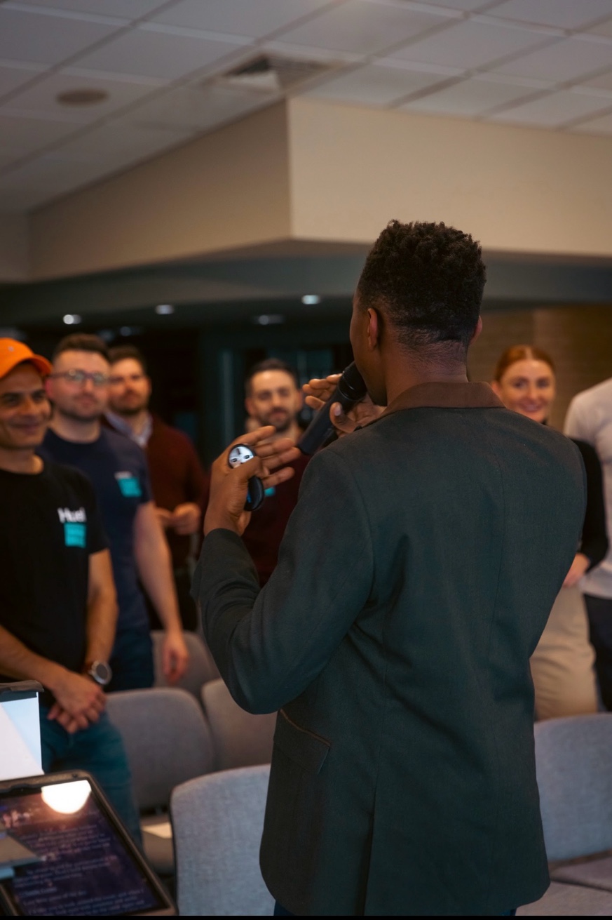 John engaging audience
